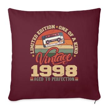 Vintage 1998 Cadeau D'anniversaire Retro 1998 - Housse de coussin décorative 45 x 45 cm - bordeaux - Devant