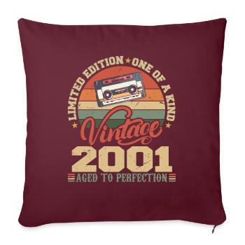 Jahrgang 2001 Retro 2001 Geburtstagsgeschenk - Sofakissenbezug 45 x 45 cm - Burgunderrot - Vorne