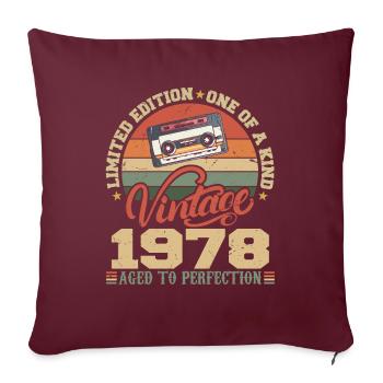 Jahrgang 1978 Retro 1978 Geburtstagsgeschenk - Sofakissenbezug 45 x 45 cm - Burgunderrot - Vorne