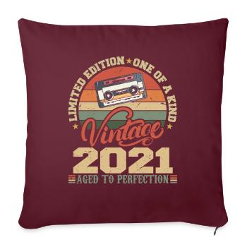 Vintage 2021 Cadeau D'anniversaire Retro 2021 - Housse de coussin décorative 45 x 45 cm - bordeaux - Devant