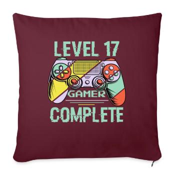 Level 17 Abschließen 17 Jahre Älterer Spieler Level 17 Abgeschlossen - Sofakissenbezug 45 x 45 cm - Burgunderrot - Vorne