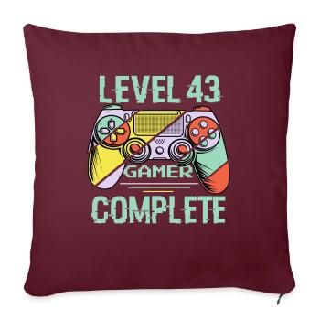 Level 43 Abschließen 43 Jahre alter Spieler Level 43 Abgeschlossen - Sofakissenbezug 45 x 45 cm - Burgunderrot - Vorne