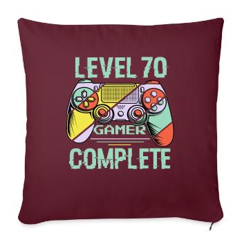 Niveau 70 complète 70 Ans Gamer Level 70 Complete - Housse de coussin décorative 45 x 45 cm - bordeaux - Devant