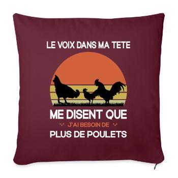 Papys Poules Humour Mamans Poules - Housse de coussin décorative 45 x 45 cm - bordeaux - Devant