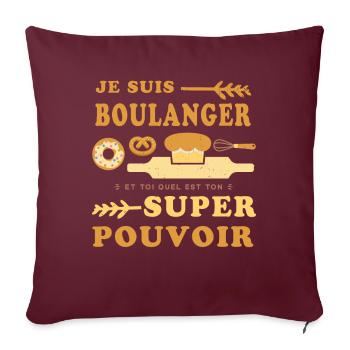 Boulanger Humour Boulangerie - Housse de coussin décorative 45 x 45 cm - bordeaux - Devant