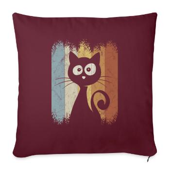 Chat rétro Vintage chat Silhouette - Housse de coussin décorative 45 x 45 cm - bordeaux - Devant