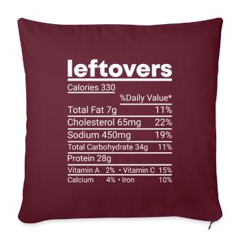 Pas de gaspillage - Vérification des valeurs nutritionnelles des restes de nourriture ! - Housse de coussin décorative 45 x 45 cm - bordeaux - Devant