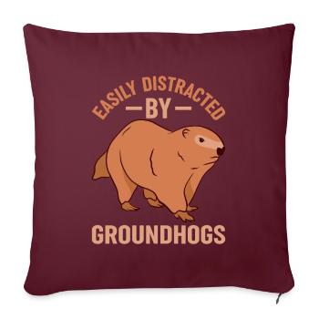 Jour de la marmotte ! - Jour de la marmotte - Housse de coussin décorative 45 x 45 cm - bordeaux - Devant