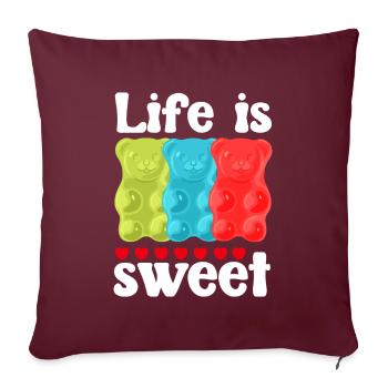 Les oursons en gélatine rendent la vie plus douce - Housse de coussin décorative 45 x 45 cm - bordeaux - Devant