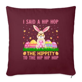 Joyeuses Pâques avec le lapin de Pâques - Housse de coussin décorative 45 x 45 cm - bordeaux - Devant