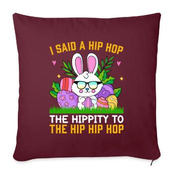 Joyeuses Pâques avec le lapin de Pâques - Housse de coussin décorative 45 x 45 cm - bordeaux - Devant