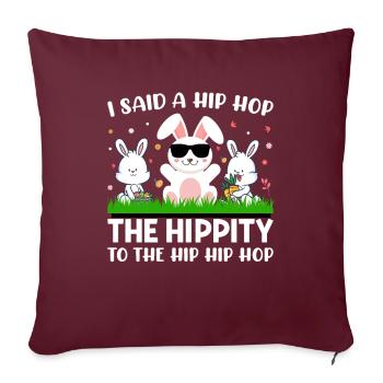 Joyeuses Pâques avec le lapin de Pâques - Housse de coussin décorative 45 x 45 cm - bordeaux - Devant