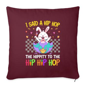 Joyeuses Pâques avec le lapin de Pâques - Housse de coussin décorative 45 x 45 cm - bordeaux - Devant