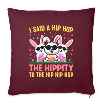 Joyeuses Pâques avec le lapin de Pâques - Housse de coussin décorative 45 x 45 cm - bordeaux - Devant