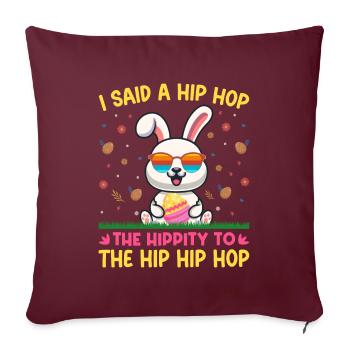 Joyeuses Pâques avec le lapin de Pâques - Housse de coussin décorative 45 x 45 cm - bordeaux - Devant