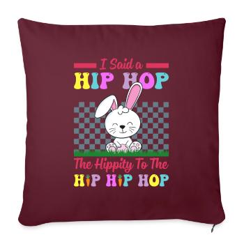 Joyeuses Pâques avec le lapin de Pâques - Housse de coussin décorative 45 x 45 cm - bordeaux - Devant