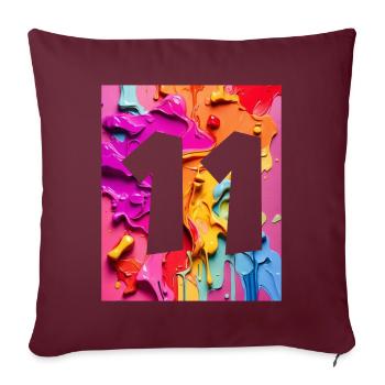 NR. 11 NUMMER 11 BUNT 11. GEBURTSTAG - Sofakissenbezug 45 x 45 cm - Burgunderrot - Vorne