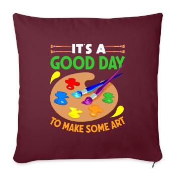 Artistes - Une bonne journée pour faire de l’art - Housse de coussin décorative 45 x 45 cm - bordeaux - Devant