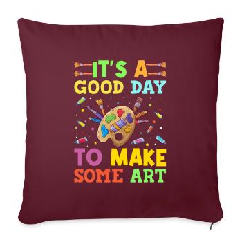Artistes - Une bonne journée pour faire de l’art - Housse de coussin décorative 45 x 45 cm - bordeaux - Devant