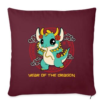 Année Du Dragon Zodiaque Mignon Kawaii Nouvel An - Housse de coussin décorative 45 x 45 cm - bordeaux - Devant
