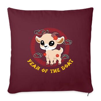 Année De Chèvre Zodiaque Mignon Kawaii Nouvel An - Housse de coussin décorative 45 x 45 cm - bordeaux - Devant