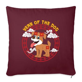 Année Du Chien Zodiaque Mignon Kawaii Nouvel An - Housse de coussin décorative 45 x 45 cm - bordeaux - Devant
