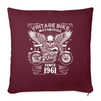 1961 Moto Vintage Biker Anniversaire Né En 1961 - Housse de coussin décorative 45 x 45 cm - bordeaux - Devant