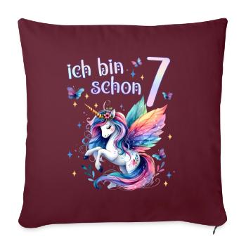 Geburtstag 7 Einhorn Siebter Geburtstag Mädchen 7 - Sofakissenbezug 45 x 45 cm - Burgunderrot - Vorne