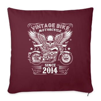 2014 Moto Vintage Biker Anniversaire Né En 2014 - Housse de coussin décorative 45 x 45 cm - bordeaux - Devant