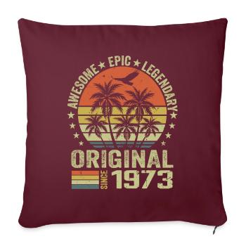 Fête D'anniversaire 1973 Millésime 1973 Rétro 1973 - Housse de coussin décorative 45 x 45 cm - bordeaux - Devant