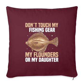 Plie de pêche ou de pêche à la ligne - Housse de coussin décorative 45 x 45 cm - bordeaux - Devant