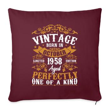 1958 Retro 1958 Octobre Anniversaire Octobre 1958 - Housse de coussin décorative 45 x 45 cm - bordeaux - Devant