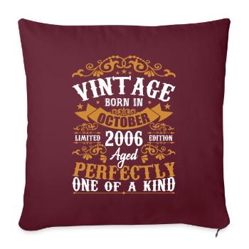 2006 Retro 2006 Octobre Anniversaire Octobre 2006 - Housse de coussin décorative 45 x 45 cm - bordeaux - Devant