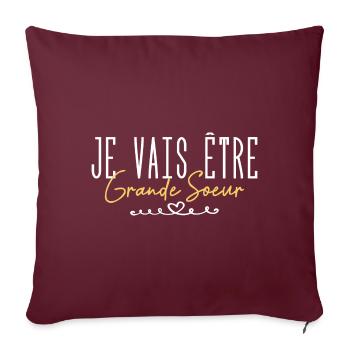 Je vais être grande sœur - Housse de coussin décorative 45 x 45 cm - bordeaux - Devant
