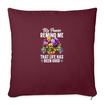 Graines de pensée Pensées pour l’extérieur Fleur de pensée - Housse de coussin décorative 45 x 45 cm - bordeaux - Devant