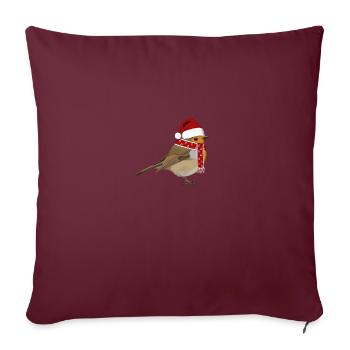 Rotkehlchen Weihnachten Vogel Mütze Schal Biologe - Sofakissenbezug 45 x 45 cm - Burgunderrot - Vorne