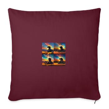 Balades de chien moto crâne crâne crâne crâne crâne - Housse de coussin décorative 45 x 45 cm - bordeaux - Devant