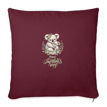 Koala amant câlin Floral maman bonne fête des mères - Housse de coussin décorative 45 x 45 cm - bordeaux - Devant