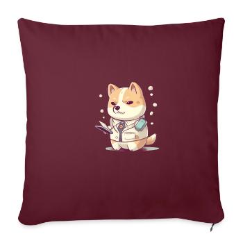 Chien japonais Shiba Inu médecin scientifique - Housse de coussin décorative 45 x 45 cm - bordeaux - Devant