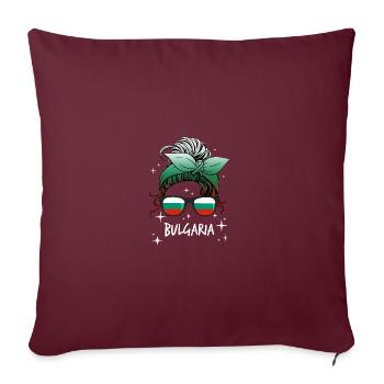 Bulgarie - Housse de coussin décorative 45 x 45 cm - bordeaux - Devant