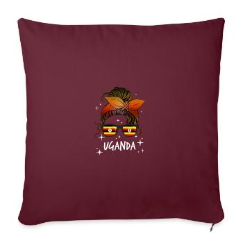 Ouganda - Housse de coussin décorative 45 x 45 cm - bordeaux - Devant