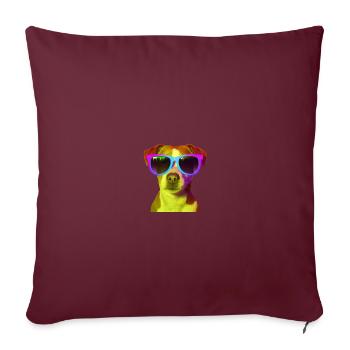 Chien avec lunettes de soleil coloré idée cadeau doux drôle - Housse de coussin décorative 45 x 45 cm - bordeaux - Devant