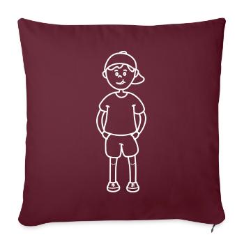 Garçon comme un dessin de contour blanc - Housse de coussin décorative 45 x 45 cm - bordeaux - Devant