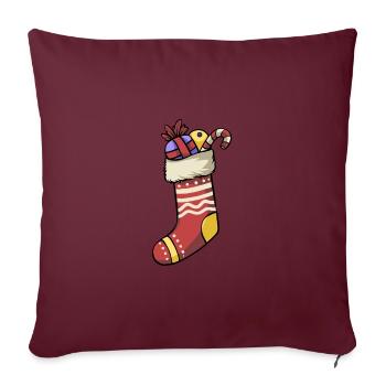 Santa Claus Bottes Bonbons Cadeau de Noël - Housse de coussin décorative 45 x 45 cm - bordeaux - Devant