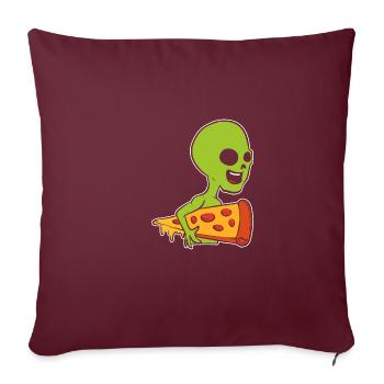 Alien et pizza. Poison pour les amateurs de pizza - Housse de coussin décorative 45 x 45 cm - bordeaux - Devant