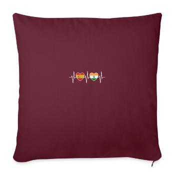 Drapeaux indiens de l’Espagne et de l’Inde - Housse de coussin décorative 45 x 45 cm - bordeaux - Devant
