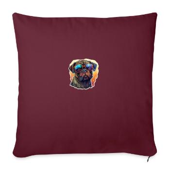 Carlin couleurs rétro vintage avec lunettes de soleil - Housse de coussin décorative 45 x 45 cm - bordeaux - Devant