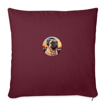Casque carlin vintage - Housse de coussin décorative 45 x 45 cm - bordeaux - Devant