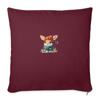 Lièvre des neiges hiver - Housse de coussin décorative 45 x 45 cm - bordeaux - Devant