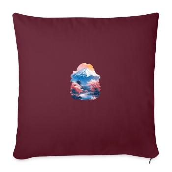 Aesthetic Japan Mt. Fuji Kirschblüten Sakura - Sofakissenbezug 45 x 45 cm - Burgunderrot - Vorne